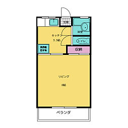 ベルハイム 1Kの間取図画像