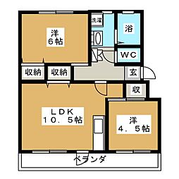 オザワマンション1 2LDKの間取図画像