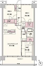 クレストフォルム柏サウスウイング 3LDKの間取図画像