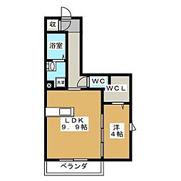 レーヴマニフィック南柏 1LDKの間取図画像