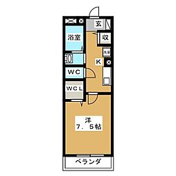 ラフィネおおたかの森 1Kの間取図画像