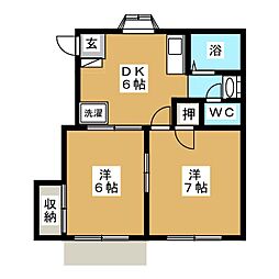 アクレール南柏 2DKの間取図画像