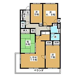 コスモ南柏 4LDKの間取図画像