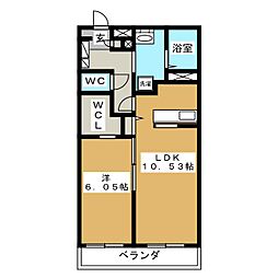 オアゾ桜台2 1LDKの間取図画像
