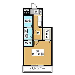 コンフォール.K 1Kの間取図画像