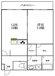 センチュリーオークB棟 1LDKの間取図画像