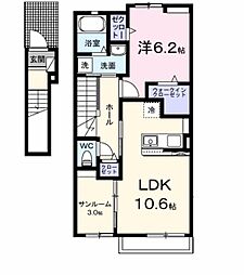 グラース・M 1LDKの間取図画像