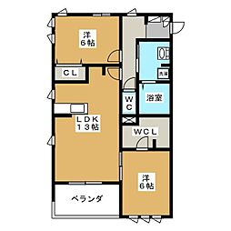 リシェス2 2LDKの間取図画像