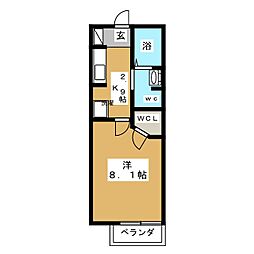 シャーメゾンK 1Kの間取図画像