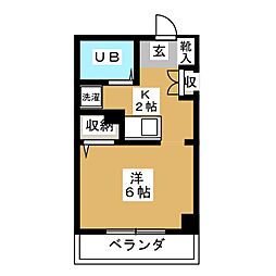SKヴィラ2 ワンルームの間取図画像