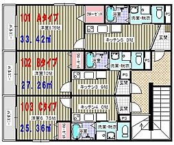 アキコーポ3 1Kの間取図画像