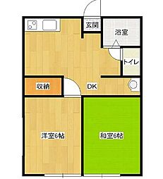 シティハイムホリ 2DKの間取図画像