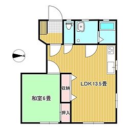 コーポミュレット 1階1LDKの間取り
