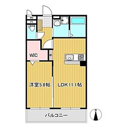 椿高下シティハウス 1LDKの間取図画像