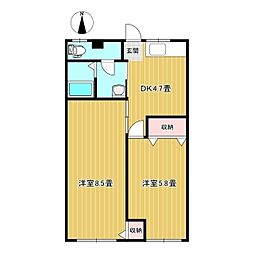 コーポ城北 2DKの間取図画像