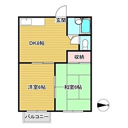 シャトレー1 2DKの間取図画像