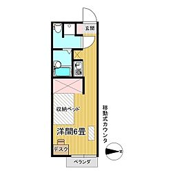ホワイトプラム1 ワンルームの間取図画像