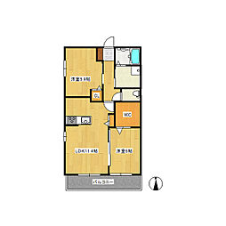 YKK富尾E 2LDKの間取図画像