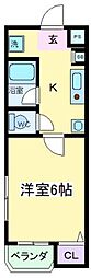我孫子88マンション 1Kの間取図画像
