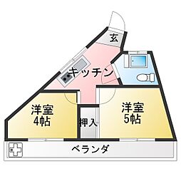 八幡サンハイツ 2Kの間取図画像