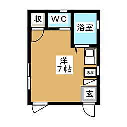ユウハウス ワンルームの間取図画像