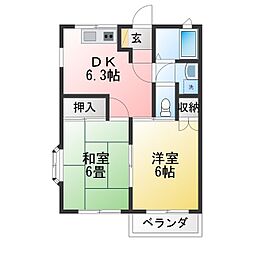 シャトー2 2DKの間取図画像