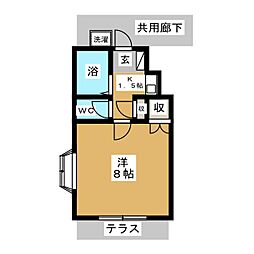 篠崎ハイム 1Kの間取図画像