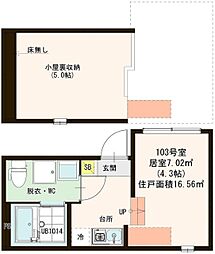 ヒロッズ篠崎 1Kの間取図画像