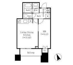 グランドターミナルタワー本八幡 1LDKの間取図画像
