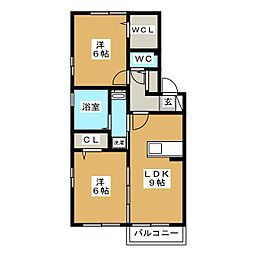 シャルマン市川 2DKの間取図画像