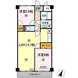 シティパル瑞江 2LDKの間取図画像