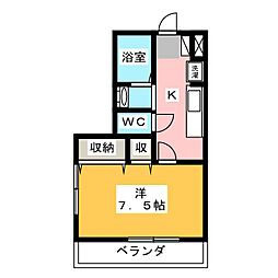 ソレイユ瑞江 1Kの間取図画像