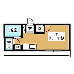 スカイハイム ワンルームの間取図画像