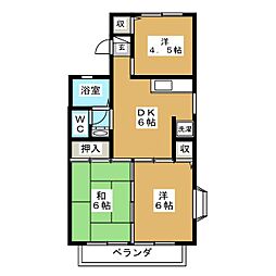 サンヴィレッヂ宮久保B 3DKの間取図画像