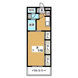 ガーデンfuku 1Kの間取図画像