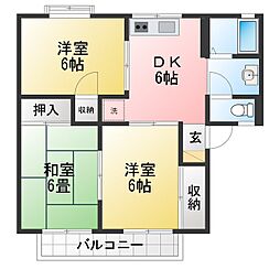 ジュネス市川 3DKの間取図画像