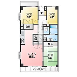 リヴェール南八幡 3LDKの間取図画像