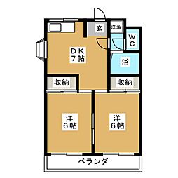 タカシマンション 2DKの間取図画像