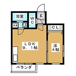 シルフィード 1LDKの間取図画像