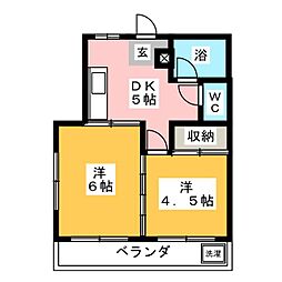 メゾンドール横尾 2DKの間取図画像
