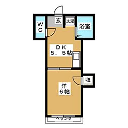 三枝マンション 1DKの間取図画像