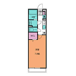 ヴィラ原木中山 1Kの間取図画像