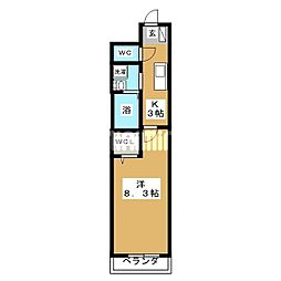 Genovia原木中山 1Kの間取図画像