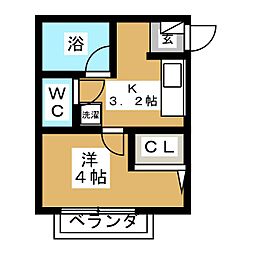 ジュネスコート 1Kの間取図画像