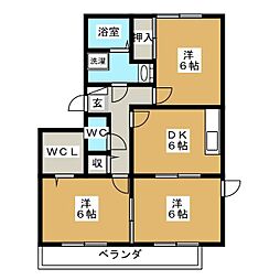 メゾン・ド・サンセール八番館 3DKの間取図画像