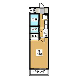 ブルーメ 1Kの間取図画像