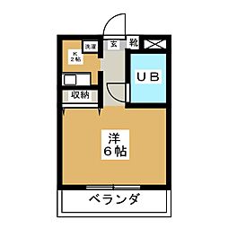 ベルード市川 ワンルームの間取図画像
