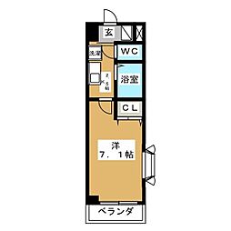 ベルデ行徳 1Kの間取図画像