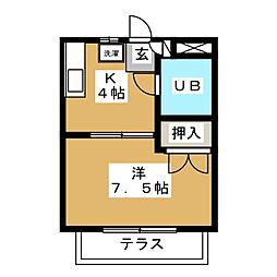 ヴェルドミールプチ 1Kの間取図画像