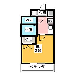 リヴェール・ビッグパイン 2階1Kの間取り